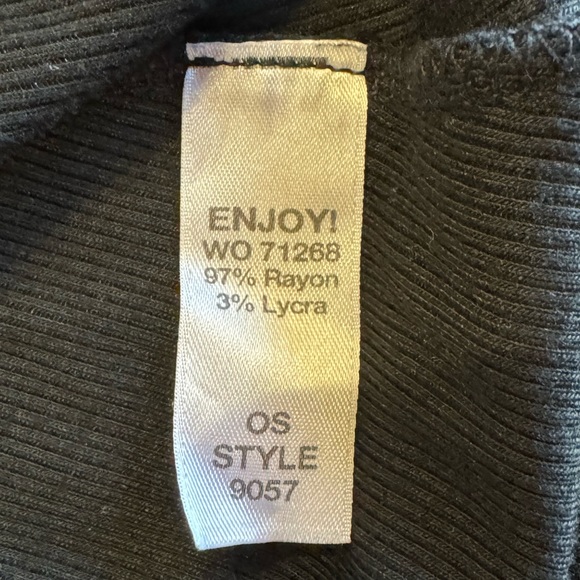 MICHAEL STARS 2x1 One Size Black Rib Dolman Tee Shirt V Neck - Picture 3 of 3